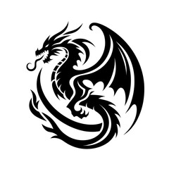 dragon Vector Illustration, dragon tattoo vector, Dragon silhouette vector black and white