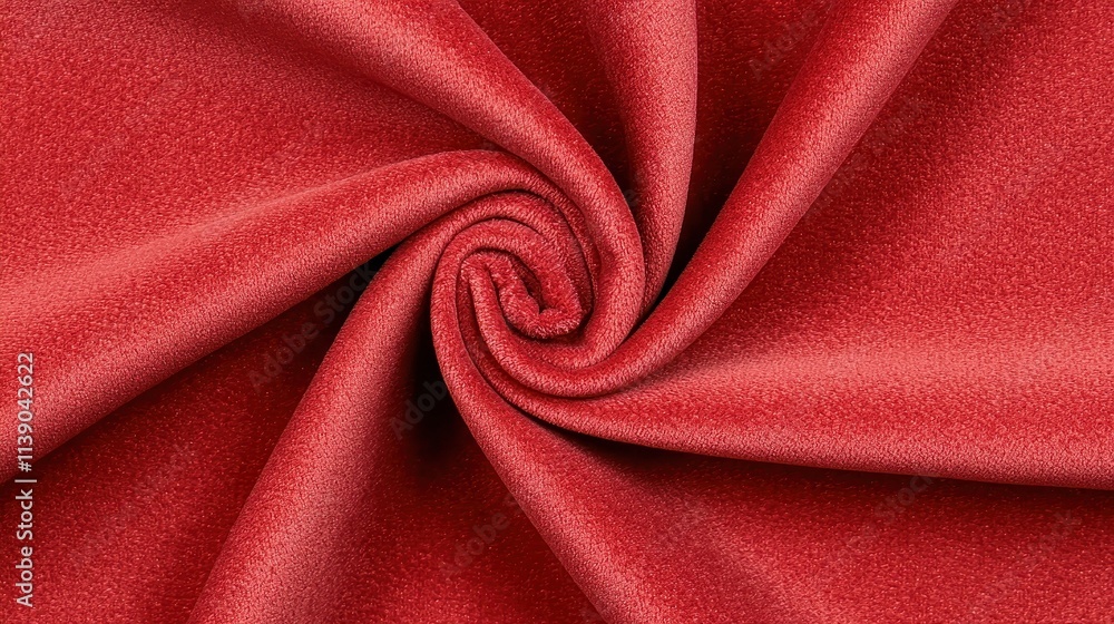 Poster Close-Up View of Elegant Red Fabric Textile in Swirl Pattern