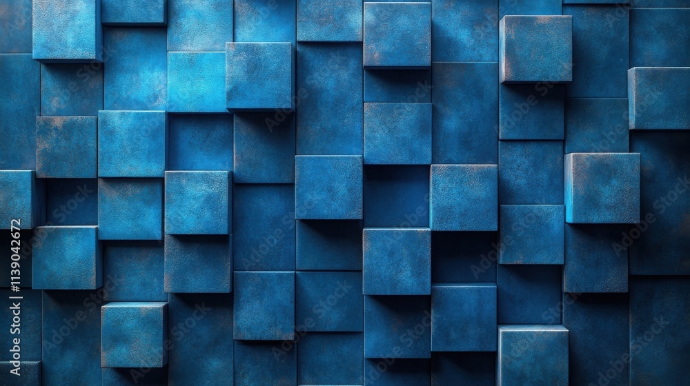 Aufkleber abstract 3d render geometric background with blue cubes modern animation motion design seamless loop