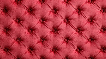Fototapeta premium Elegant Red Upholstery with Button Tufts and Textured Fabric Design