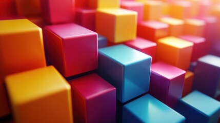 Obraz premium abstract 3d render geometric background with colorful cubes motion design seamless looped animatio