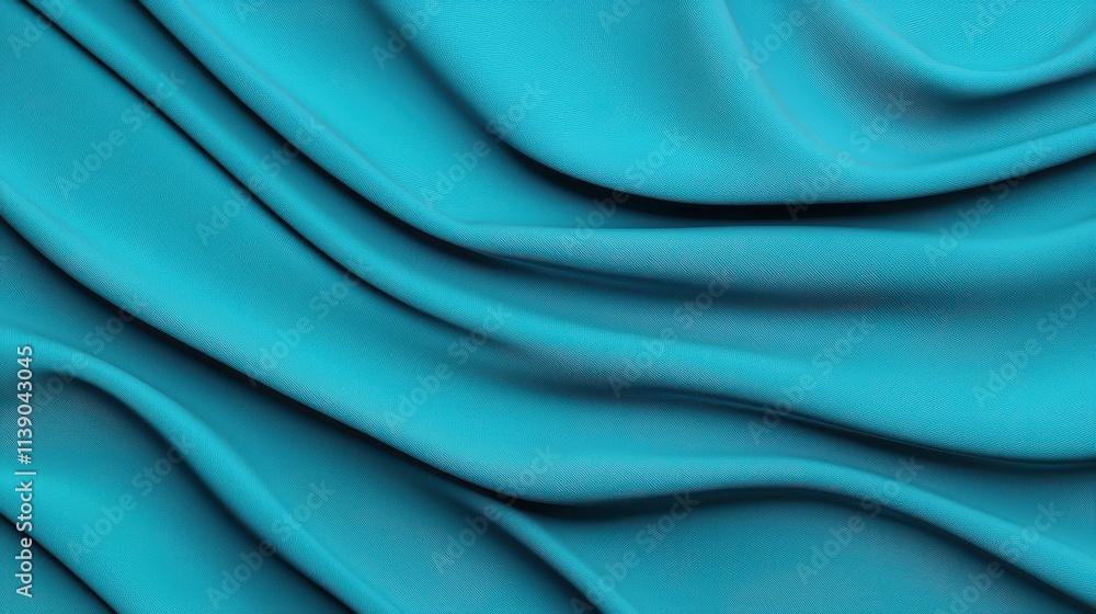 Poster smooth turquoise fabric texture with elegant flowing patterns