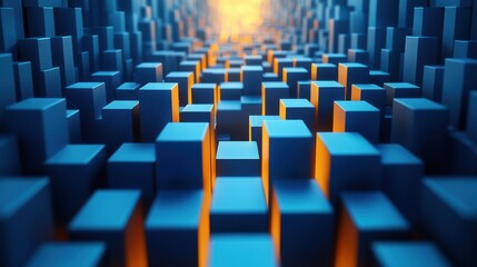 Obraz premium abstract 3d render geometric composition blue background design with cube