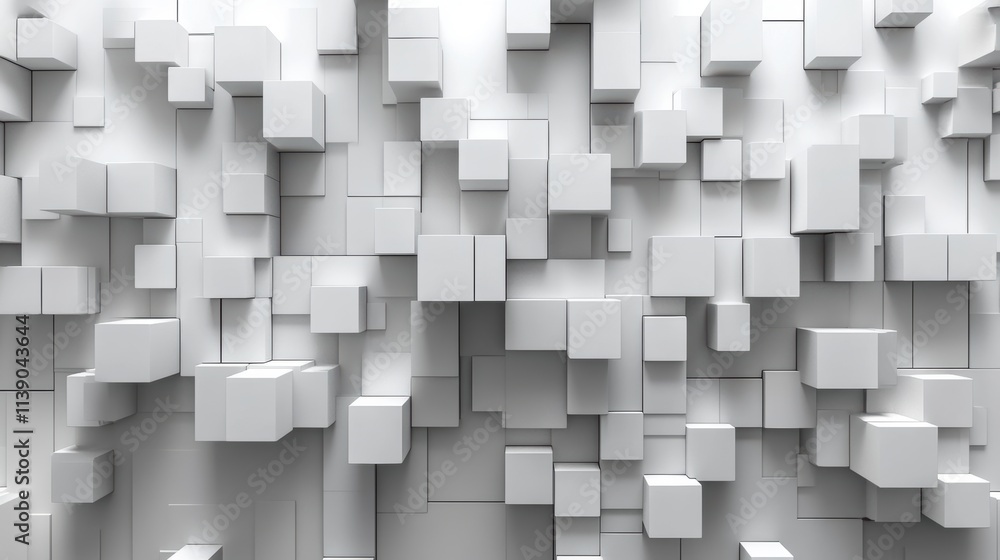 Poster abstract 3d render geometric composition with cubes white background design seamless looped animatio