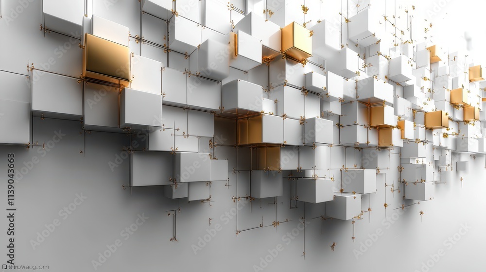 Poster abstract 3d render geometric composition with cubes white background design seamless looped animatio