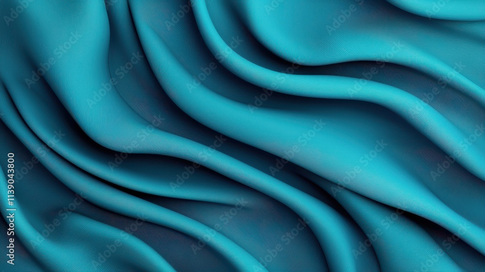 Poster smooth turquoise fabric with flowing waves and soft texture