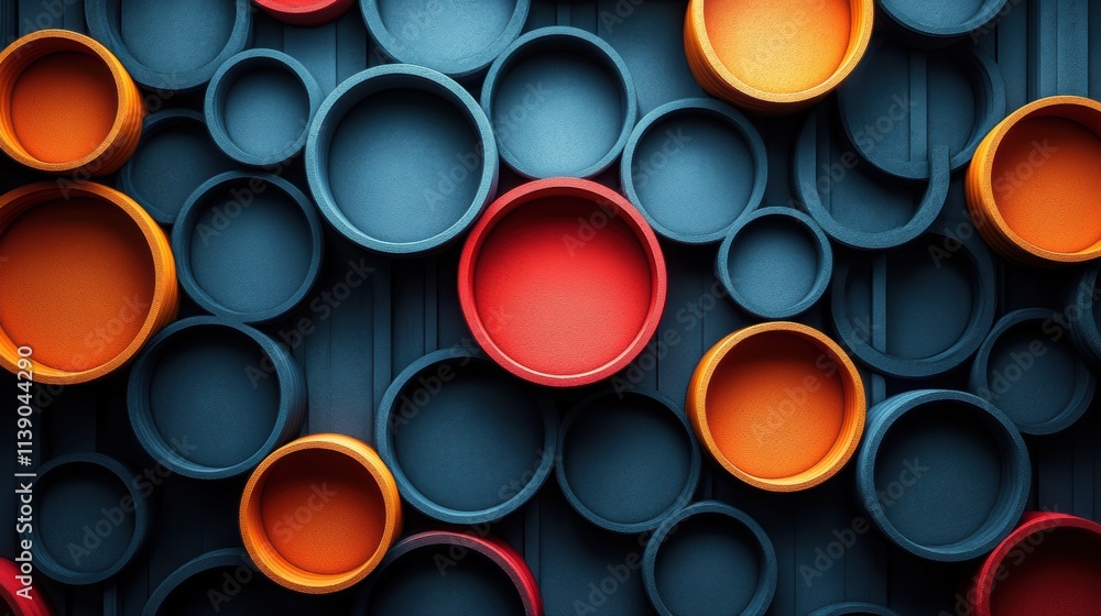 Poster abstract 3d render geometric design with red ring