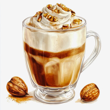 Chestnut Espuma Coffee Menu Drawing Whipped Cream Nuts Artistic Food Photography Menu Design Inspiration wihte background