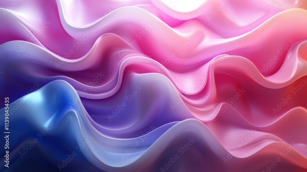 Poster abstract 3d render iridescent wavy surface background desig