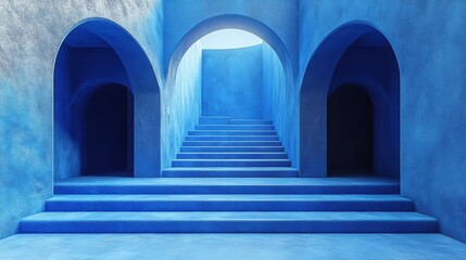 Fototapeta premium abstract 3d render minimalist composition blue geometric desig