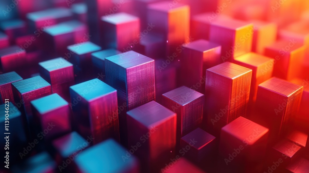 Aufkleber abstract 3d render modern animation geometric background with cubes motion design vide
