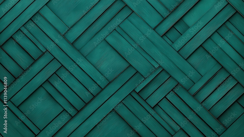Poster intricate woven pattern in teal color for modern design projects