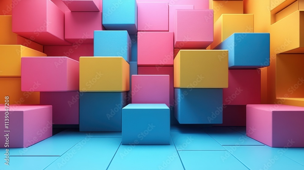 Poster abstract 3d render modern background with cubes minimalistic geometric desig