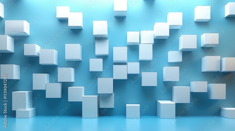 Aufkleber abstract 3d render modern background with cubes minimalistic geometric desig