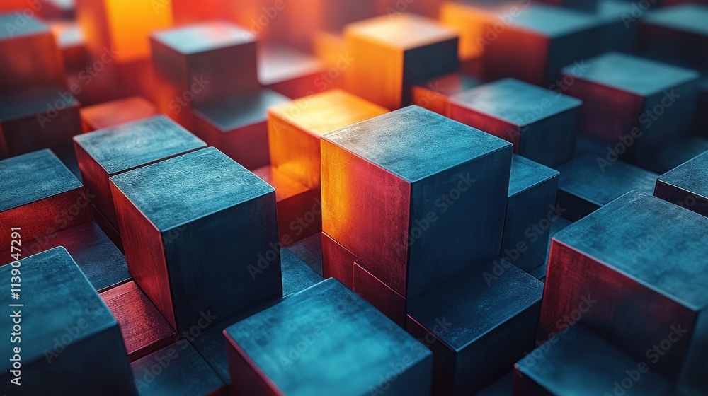 Aufkleber abstract 3d render modern background with cubes minimalistic geometric desig