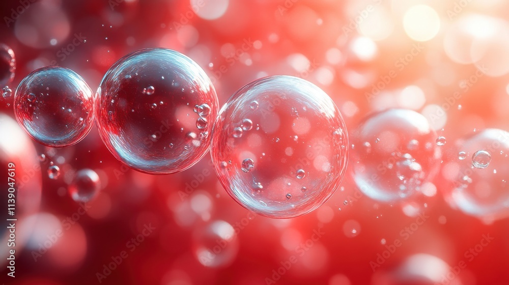 Poster abstract 3d render of a red bubble background desig