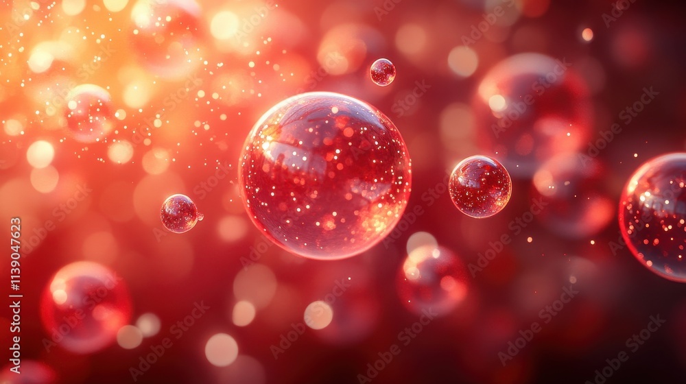 Aufkleber abstract 3d render of a red bubble background desig