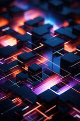 Obraz premium Futuristic Data Blocks Network Concept
