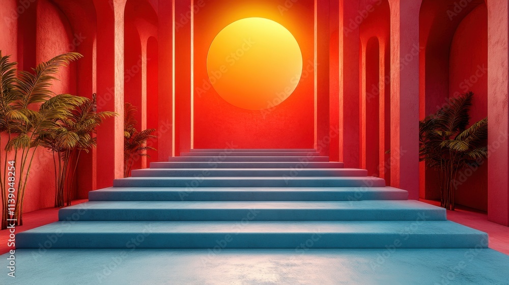 Poster abstract 3d render of minimalistic composition with geometric shapes modern background desig