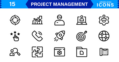 Project Management Icon Set - High-Quality Graphics for Agile, Scheduling, and Team Management