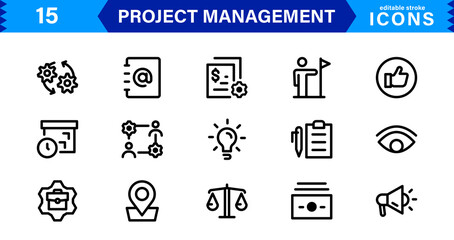 Project Management Icon Set - High-Quality Graphics for Agile, Scheduling, and Team Management