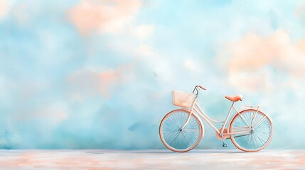 Fototapeta premium Bicycle against dreamy sky backdrop outdoor photography soft colors minimalist view