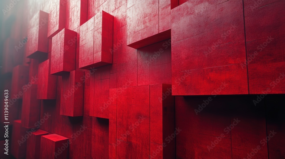 Poster abstract 3d render red geometric background design animatio