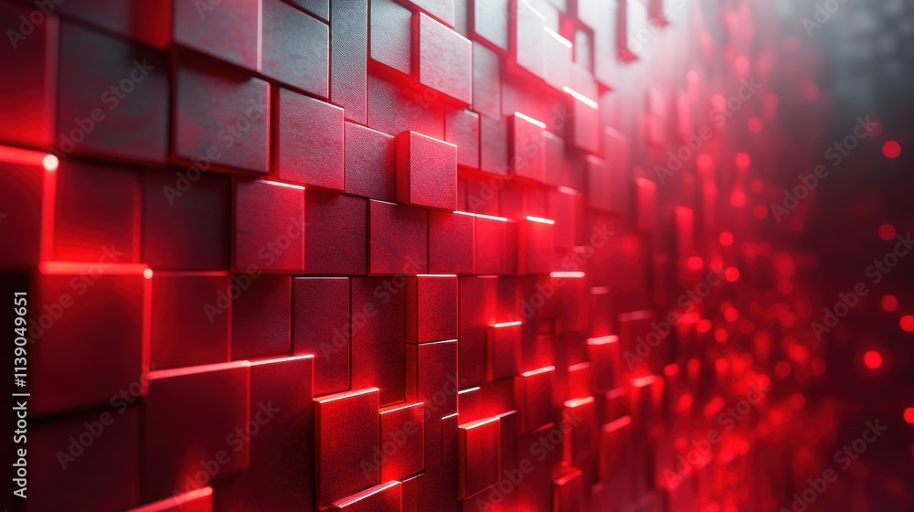 Poster abstract 3d render red geometric background design animatio