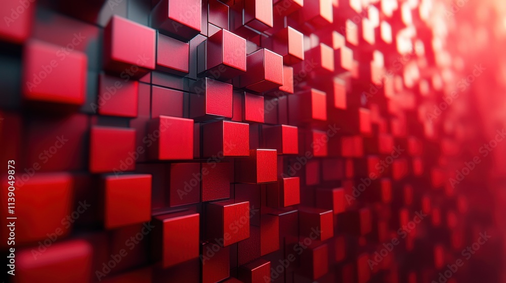 Aufkleber abstract 3d render red geometric background with cubes motion design seamless looped animatio