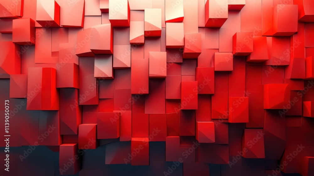 Poster abstract 3d render red geometric composition background desig