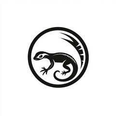 Stylized lizard in a circle.