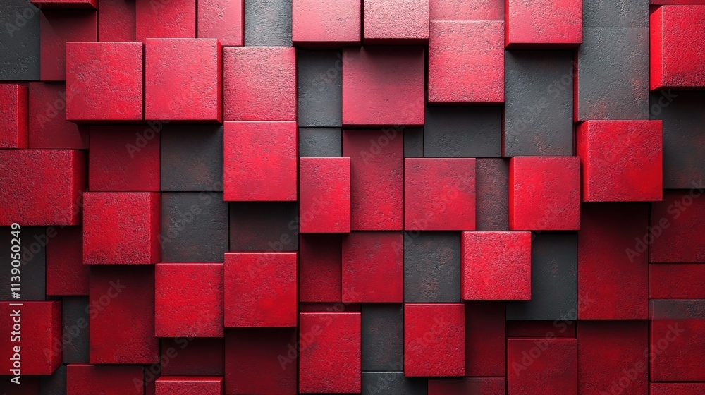 Aufkleber abstract 3d render red squares geometric background desig