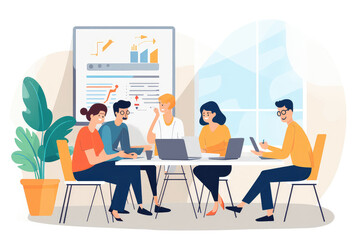 Collaborative Team Meeting in Modern Office