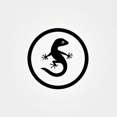 Obraz premium Simple black gecko icon in a circle.