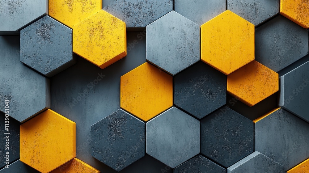 Aufkleber abstract 3d render yellow and gray geometric background desig