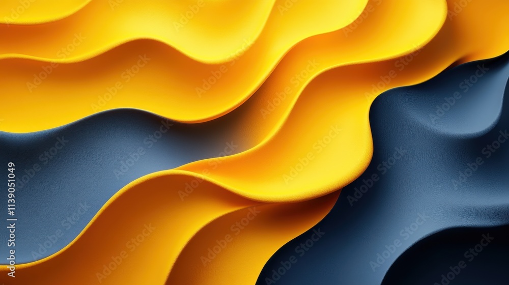 Aufkleber abstract 3d render yellow background design with curved line