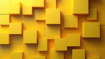 abstract 3d render yellow squares geometric background desig