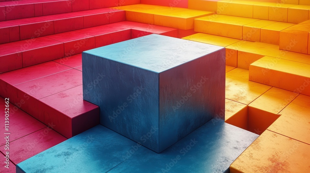 Poster abstract 3d rendering of a cube modern background with geometric shape minimalistic design for poste