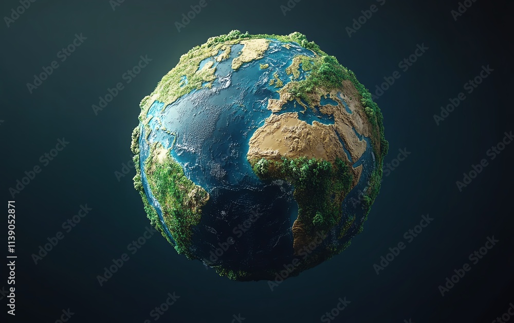 Poster a 3d model of earth with continents interlinked by glowing digital networks, representing global tec