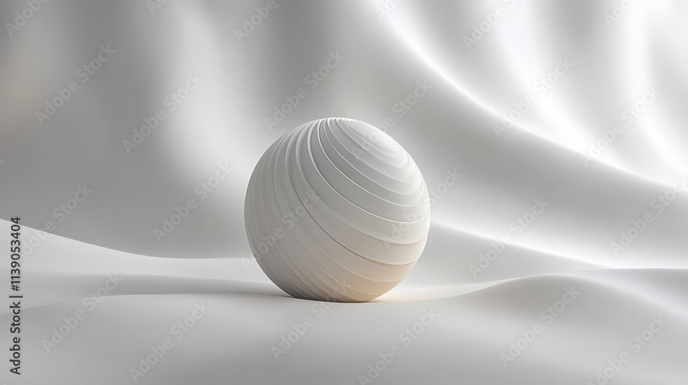 Poster abstract 3d rendering of a sphere on white surface geometric shape modern background desig