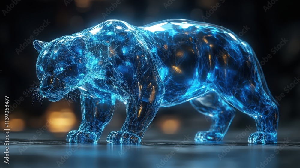 Poster abstract 3d rendering of blue cub