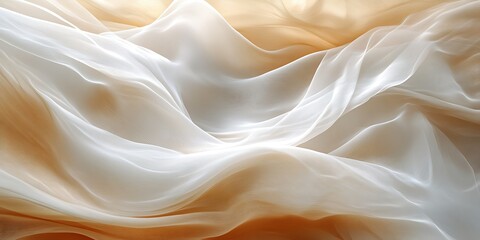 Obraz premium Soft, flowing beige and white fabric with gentle waves and folds.