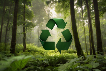 Recycling symbol on a green background representing sustainability and eco-friendliness