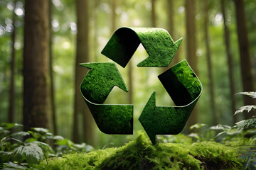 Recycling symbol on a green background representing sustainability and eco-friendliness