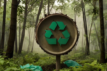 Recycling symbol on a green background representing sustainability and eco-friendliness
