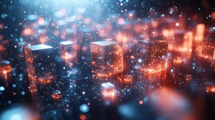 Obraz premium abstract 3d rendering of flying particles computer generated animation modern background with cubes motion design for poster cover branding banner placard uh