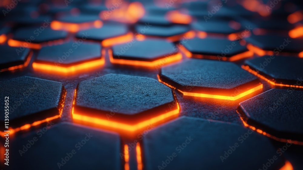 Poster abstract 3d rendering of futuristic surface with hexago