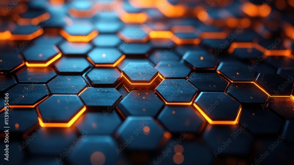 Poster abstract 3d rendering of futuristic surface with hexago