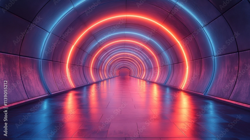 Poster abstract 3d rendering of futuristic tunn