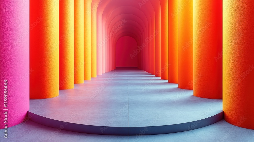 Poster abstract 3d rendering of geometric background with cylinder shapes modern striped minimalistic desig